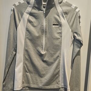 Gray and White Quarter-Zip Pullover